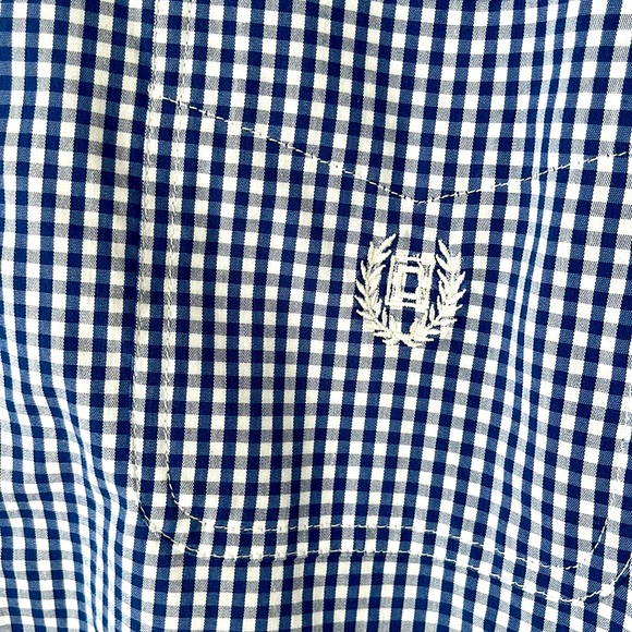 Mens Chaps Navy & White gingham button down shirt - Picture 3 of 7